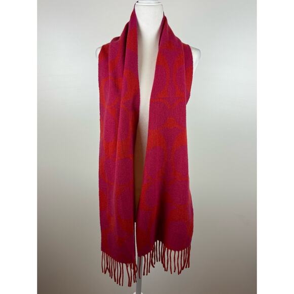 Coach Womens Wool and Cashmere‎ Winter Scarf in Pink and Orange | Classic Fall - Picture 1 of 5